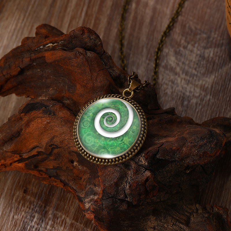 Handmade Glass Fern Koru Bud Pendant Necklace